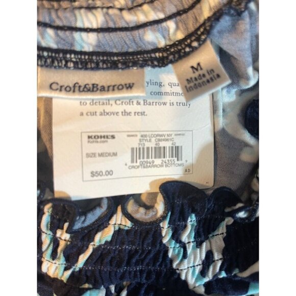 Croft & Barrow M Navy Print Shirred Scoop Neck Ruffle Tier Cap Sleeve Maxi Dress - Picture 6 of 6